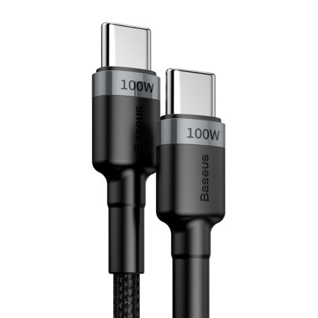 USB kabelis Baseus Cafule PD100W Type-C 2.0m pilkas-juodas CATKLF-ALG1