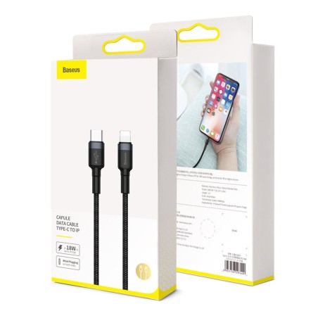 USB kabelis Baseus Cafule PD20W Type-C to Lightning 1.0m pilkas-juodas CATLKLF-G1
