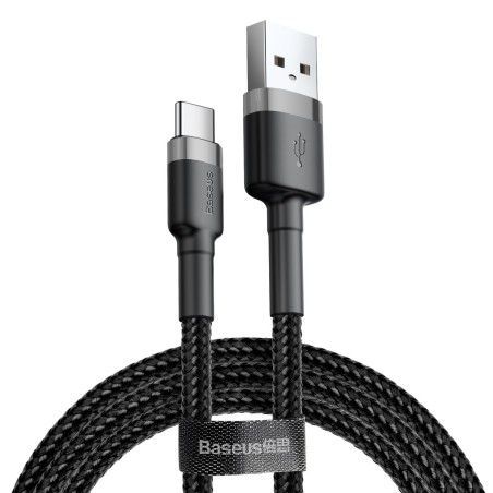 USB kabelis Baseus Cafule Type-C 1.0m 3.0A pilkas-juodas CATKLF-BG1