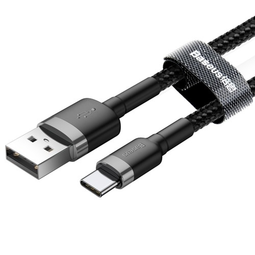 USB kabelis Baseus Cafule Type-C 1.0m 3.0A pilkas-juodas CATKLF-BG1