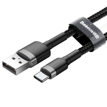 USB kabelis Baseus Cafule Type-C 2.0m 2.0A pilkas-juodas CATKLF-CG1