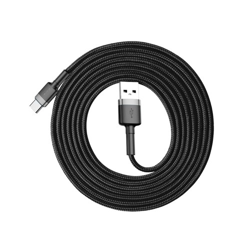 USB kabelis Baseus Cafule Type-C 2.0m 2.0A pilkas-juodas CATKLF-CG1