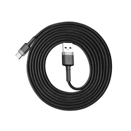 USB kabelis Baseus Cafule Type-C 2.0m 2.0A pilkas-juodas CATKLF-CG1