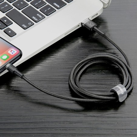 USB kabelis Baseus Cafule USB-A to Lightning 1.5A 2.0m pilkas-juodas CALKLF-CG1