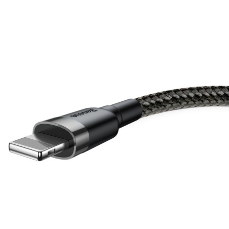 USB kabelis Baseus Cafule USB-A to Lightning 2.4A 1.0m pilkas-juodas CALKLF-BG1