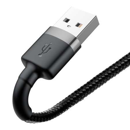 USB kabelis Baseus Cafule USB-A to Lightning 2.4A 1.0m pilkas-juodas CALKLF-BG1