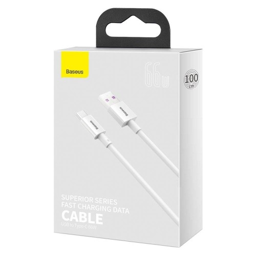 USB kabelis Baseus Superior iš USB į Type-C 66W 2.0m baltas CATYS-A02