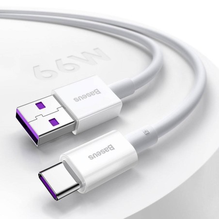 USB kabelis Baseus Superior iš USB į Type-C 66W 2.0m baltas CATYS-A02