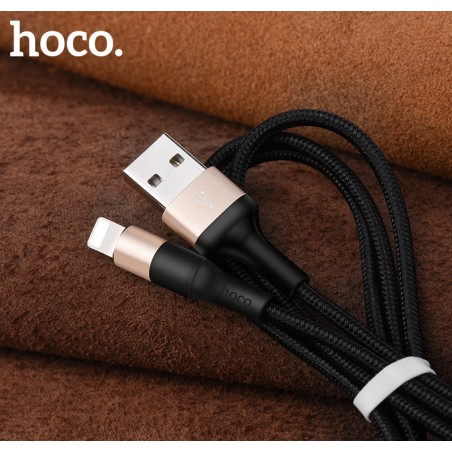 USB kabelis Hoco X26 Lightning 1.0m juodas-auksinis