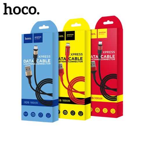 USB kabelis Hoco X26 Lightning 1.0m juodas-auksinis