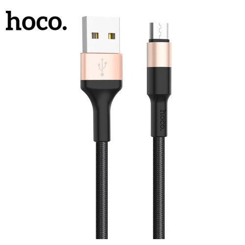 USB kabelis Hoco X26 microUSB 1.0m juodas-auksinis