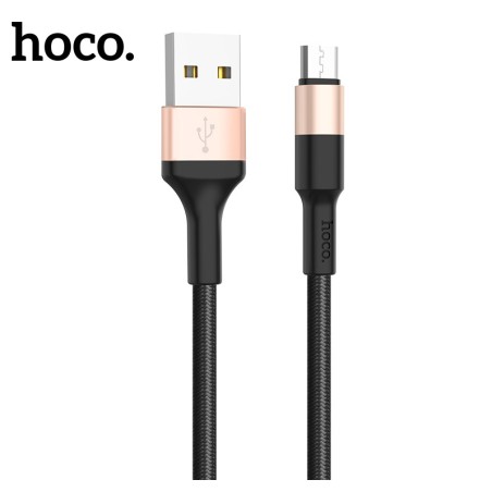 USB kabelis Hoco X26 microUSB 1.0m juodas-auksinis