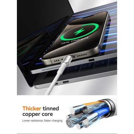 USB kabelis Joyroom S-A51 USB-C to Lightning 30W 1.2m pilkas