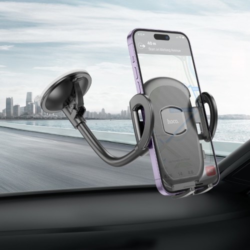 Automobilinis telefono laikiklis Hoco H10 (windshield) juodas