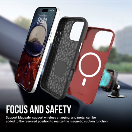 Dėklas Perfectionists Triangle Mag Case Apple iPhone 12/12 Pro raudonas