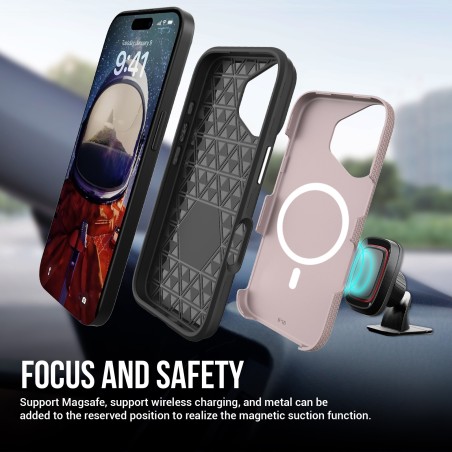 Dėklas Perfectionists Triangle Mag Case Apple iPhone 13/14 rožinio aukso