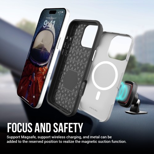Dėklas Perfectionists Triangle Mag Case Apple iPhone 14 Pro sidabrinis