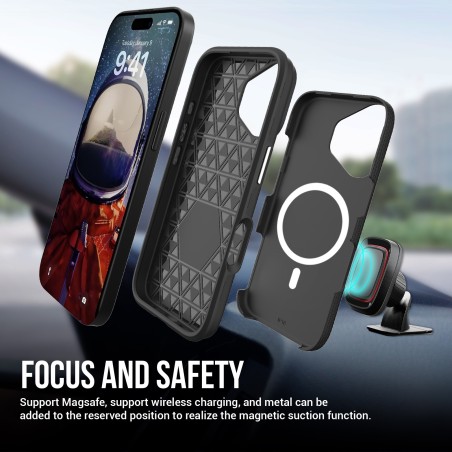 Dėklas Perfectionists Triangle Mag Case Apple iPhone 15 juodas