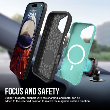 Dėklas Perfectionists Triangle Mag Case Apple iPhone 16 Plus žalias