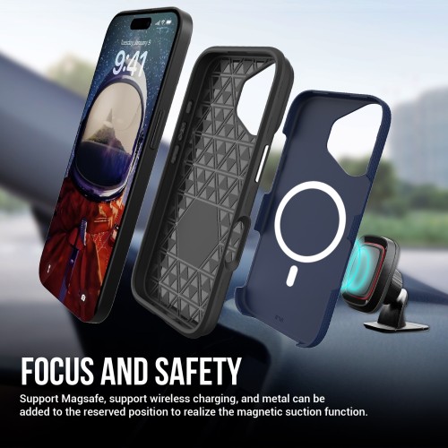 Dėklas Perfectionists Triangle Mag Case Apple iPhone 16 tamsiai mėlynas