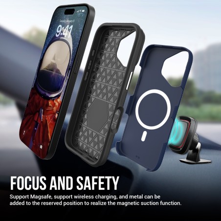 Dėklas Perfectionists Triangle Mag Case Apple iPhone 16 tamsiai mėlynas