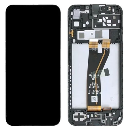 Ekranas Samsung A145 A14 4G su lietimui jautriu stikliuku ir rėmeliu Black ORG