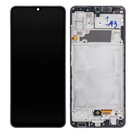 Ekranas Samsung A325 A32 4G su lietimui jautriu stikliuku ir rėmeliu originalus Awesome Black (service pack)