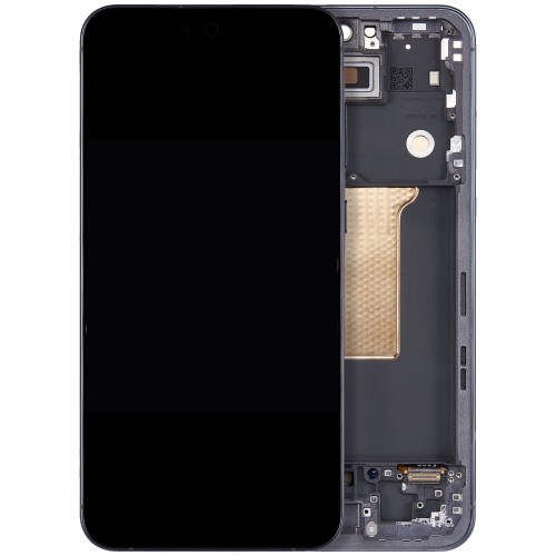 Ekranas Samsung A556 A55 5G su lietimui jautriu stikliuku ir rėmeliu Awesome Navy OLED (real size)