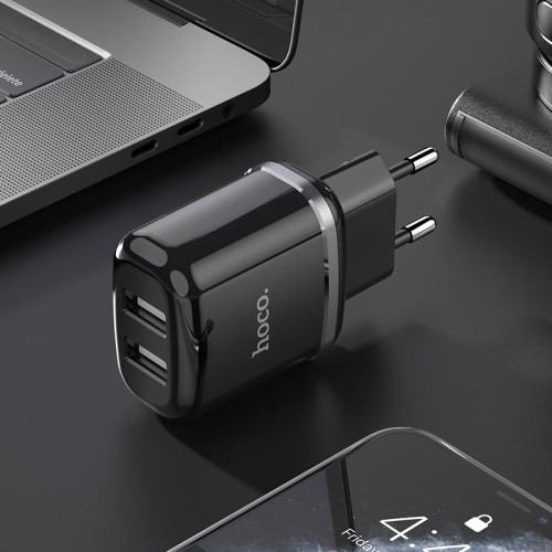 Įkroviklis Hoco N4 12W 2xUSB-A juodas