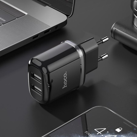 Įkroviklis Hoco N4 12W 2xUSB-A juodas