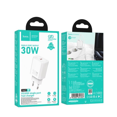Įkroviklis Hoco N62 30W GaN USB-C baltas