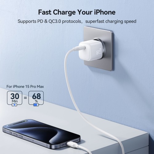 Įkroviklis Joyroom JR-TCG08 20W GaN USB-C baltas