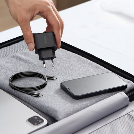 Įkroviklis Ugreen CD250 25W USB-C + USB-C to USB-C cable 2.0m juodas