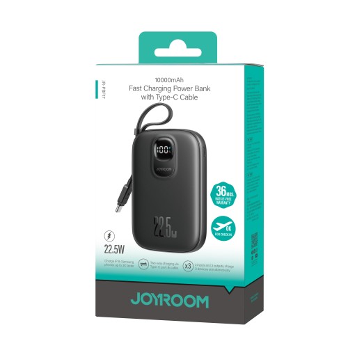 Išorinė baterija Power Bank Joyroom JR-PBF17 22.5W with USB-C cable 10000mAh juoda