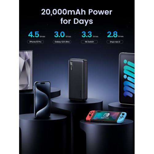 Išorinė baterija Power Bank Ugreen PB313 20W 20000mAh (25683) juoda