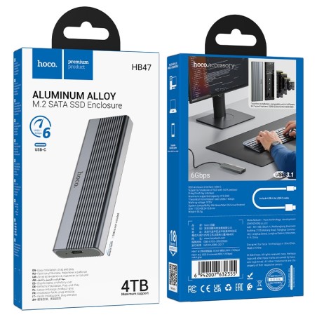 Kietojo disko korpusas Hoco HB47 M.2 SSD Enclosure USB3.1/6Gbps