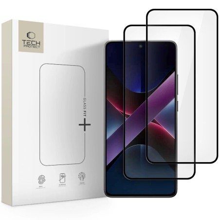 LCD apsauginis stikliukas Tech-Protect Glass Fit+ 2-Pack Xiaomi Poco X7 Pro juodas