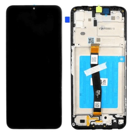 Ekranas Samsung A226 A22 5G su lietimui jautriu stikliuku ir rėmeliu Black ORG
