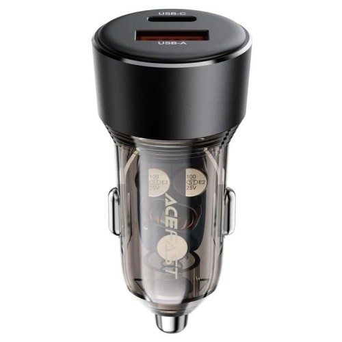 Automobilinis įkroviklis Acefast B12 60W USB-C/USB-A juodas