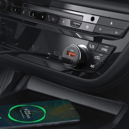 Automobilinis įkroviklis Acefast B12 60W USB-C/USB-A juodas