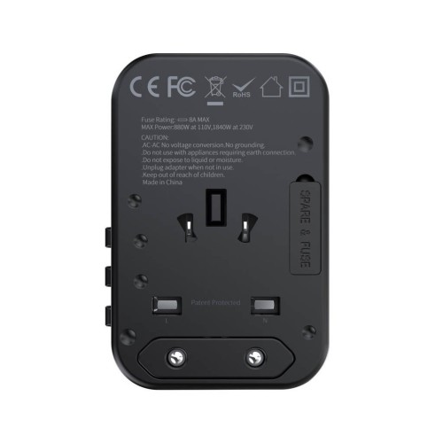 Universalus kelioninis įkroviklis Choetech PD5009 65W 2xUSB-C/USB-A juodas