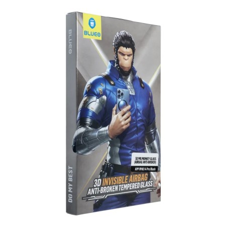 LCD apsauginis stikliukas 5D Mr. Monkey Glass (Airbag Anti-Broken) Apple iPhone 14 Pro Max juodas