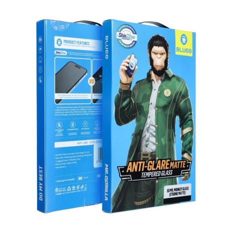 LCD apsauginis stikliukas 5D Mr. Monkey Glass (Strong Matte) Apple iPhone 15 Pro juodas