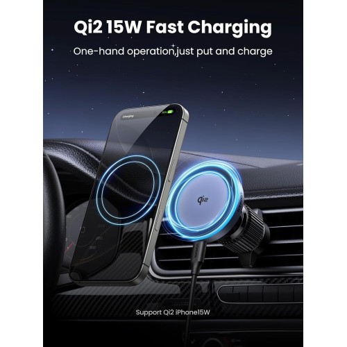 Automobilinis laikiklis-įkroviklis Ugreen W708 MagSafe 15W (35970) juodas