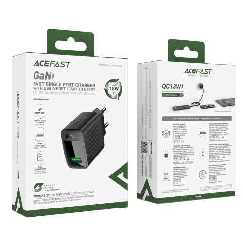 Įkroviklis Acefast A90 18W USB-A juodas