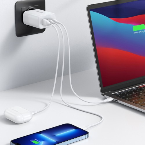 Įkroviklis Ugreen CD275 65W 2xUSB-C/USB-A baltas