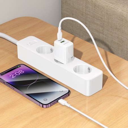 Įkroviklis Borofone BN29 30W USB-C/USB-A + USB-C to Lightning cable 1.0m baltas