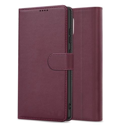Dėklas Fancy Wallet Apple iPhone 13/14 tamsiai raudonas