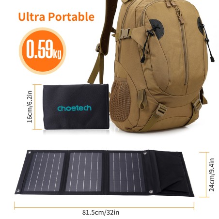 Saulės energijos įkroviklis Choetech SC005 22W 2.4A