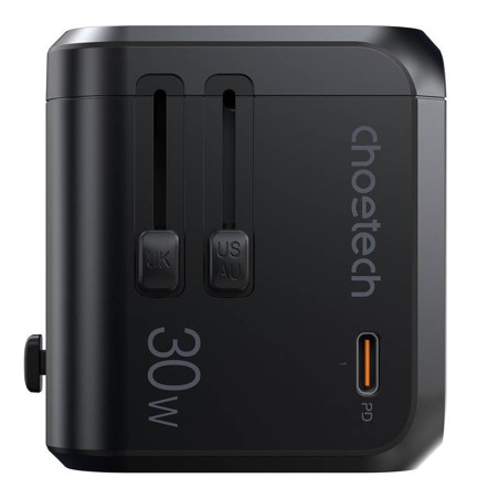 Universalus kelioninis įkroviklis Choetech PD5008 30W USB-C/3xUSB-A juodas